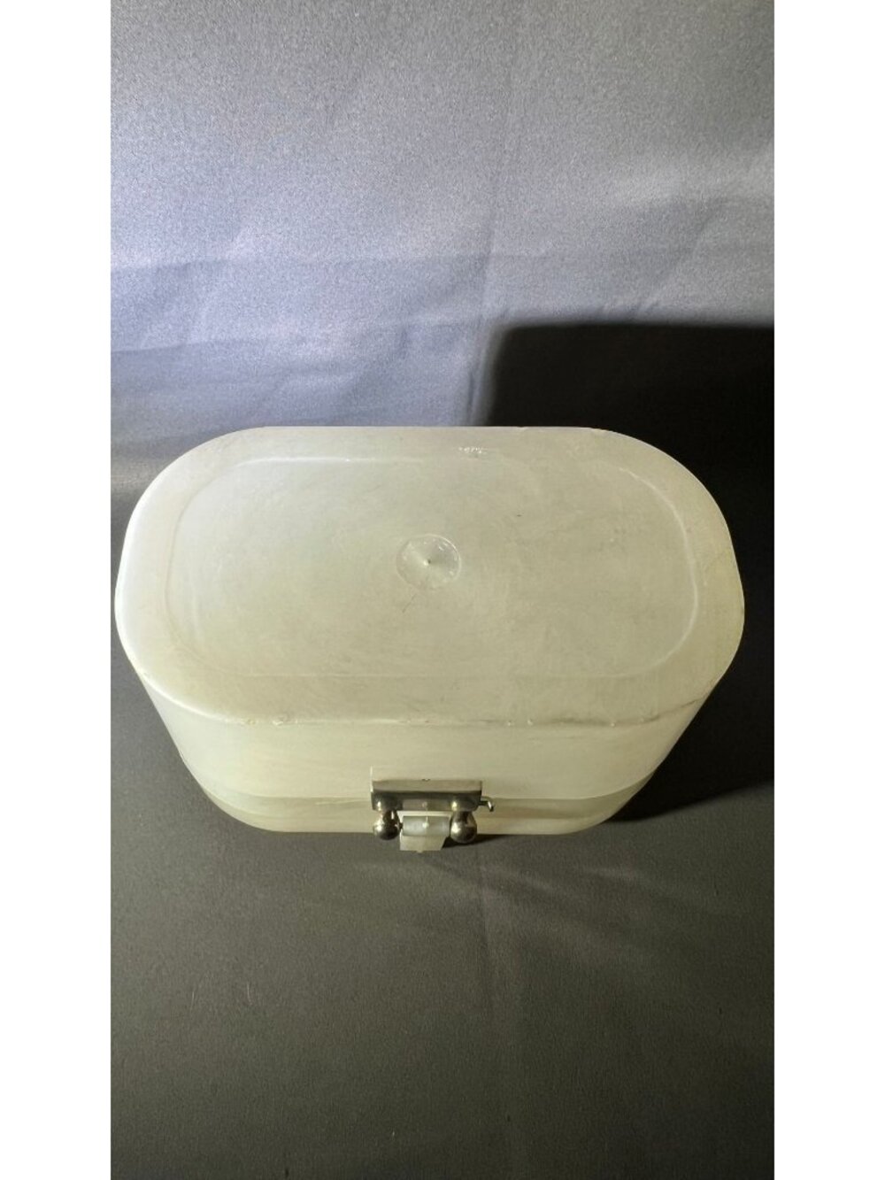 Vintage White Marbled Plastic Handbag Purse W/ Metal Clasp - Picture 7 of 7